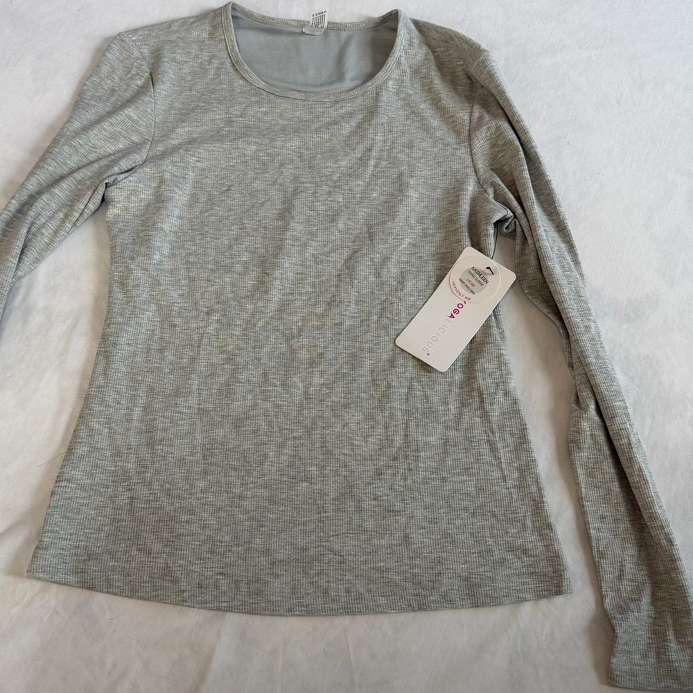 Yogalicious Ribbed Soft Heavenly Long Sleeve Kathleen Full Length Top Shirt L